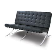 Диван Барселона, 2 местный, черная кожа итальянская