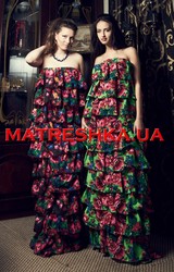 Платье ярусное из платка в стиле Лурдес, Матрешка